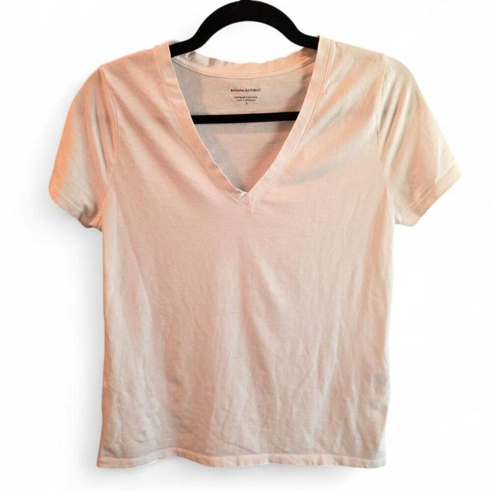 Banana Republic White V-Neck Supima Cotton Tee Size Small